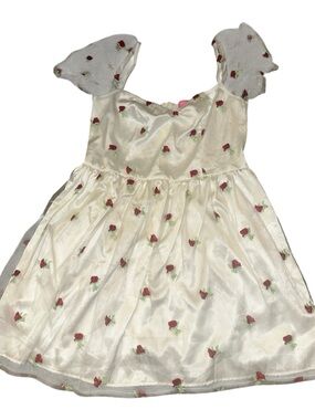 Sugar Thrillz White Dress with Red Rose Embroidery